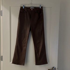 DAZE Light Brown faux leather boot cut cropped Pants